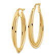14k Polished and Textured Twisted Fancy Oval Hoop Earrings