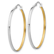 14kw w/Yellow Rhodium Polished and Brushed 2mm Hoop Earrings