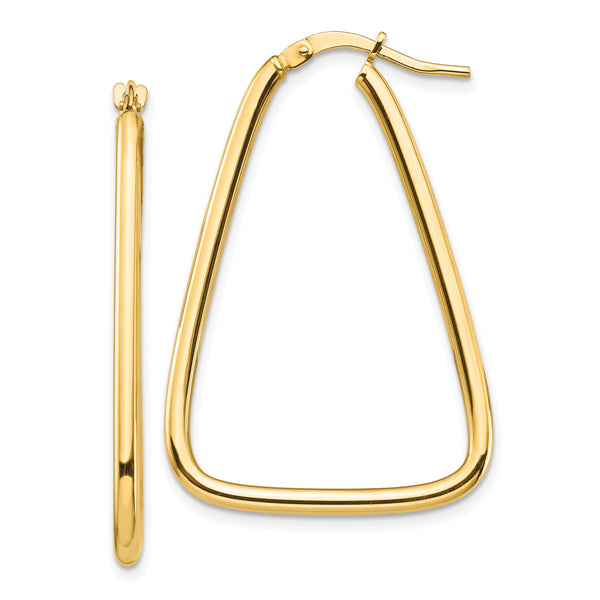14k 2mm Polished Triangle Hoop Earrings