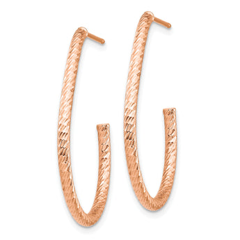 14k Rose Gold Polished Diamond-cut Post Dangle Earrings - Birthstone Company