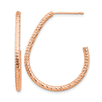 14k Rose Gold Polished Diamond-cut Post Dangle Earrings - Birthstone Company