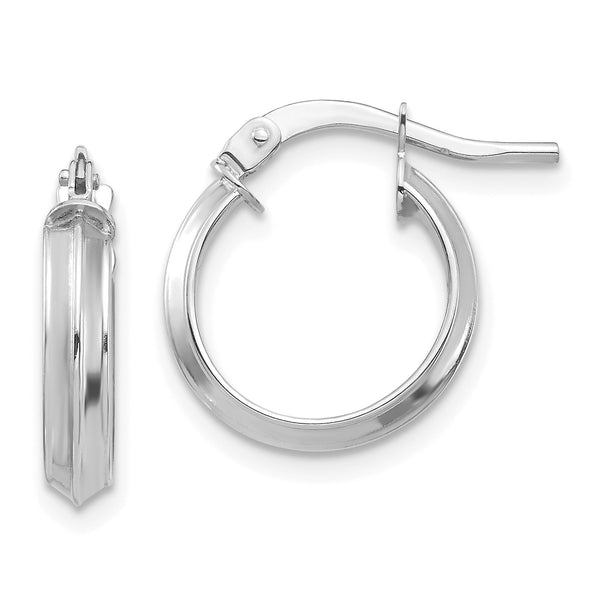 14k White Gold Polished Small 3mm Hoop Earrings