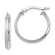 14k White Gold Polished Medium 3mm Hoop Earrings