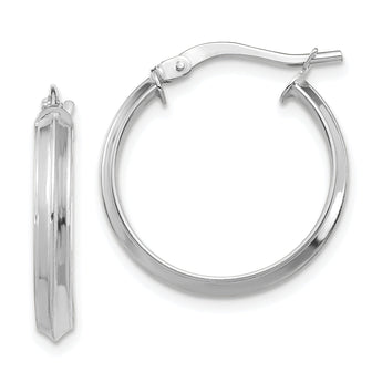 14k White Gold Polished Medium 3mm Hoop Earrings