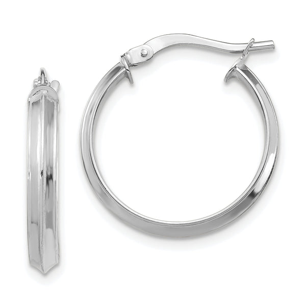 14k White Gold Polished Medium 3mm Hoop Earrings