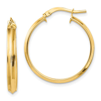 14k Polished Large 3mm Hoop Earrings