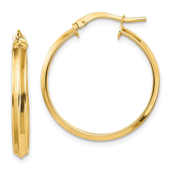 14k Polished Large 3mm Hoop Earrings