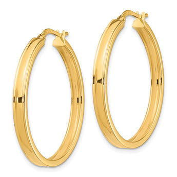 14k Polished 3mm Square Tube Hoop Earrings