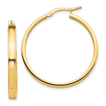 14k Polished 3mm Square Tube Hoop Earrings