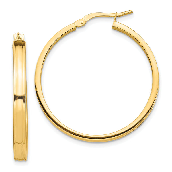 14k Polished 3mm Square Tube Hoop Earrings