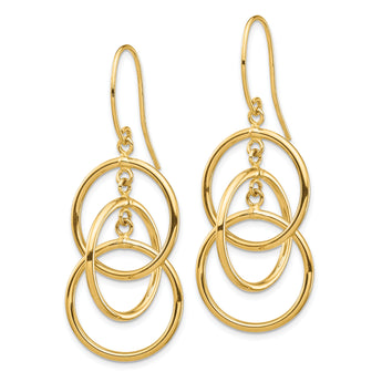 14k Polished Circles Dangle Earrings
