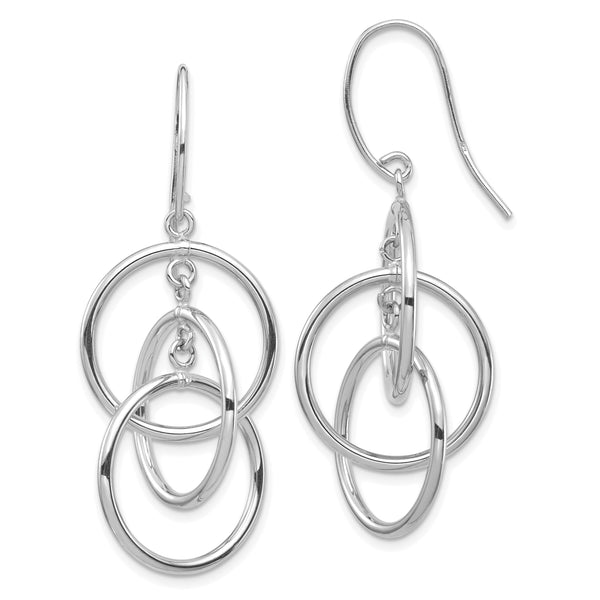 14k White Gold Polished Circles Dangle Earrings