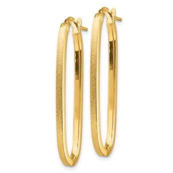 14k Polished & Satin 2mm Oval Hoop Earrings