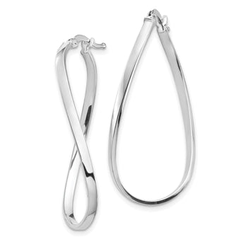 14k White Gold Polished 2mm Wavy Hoop Earrings
