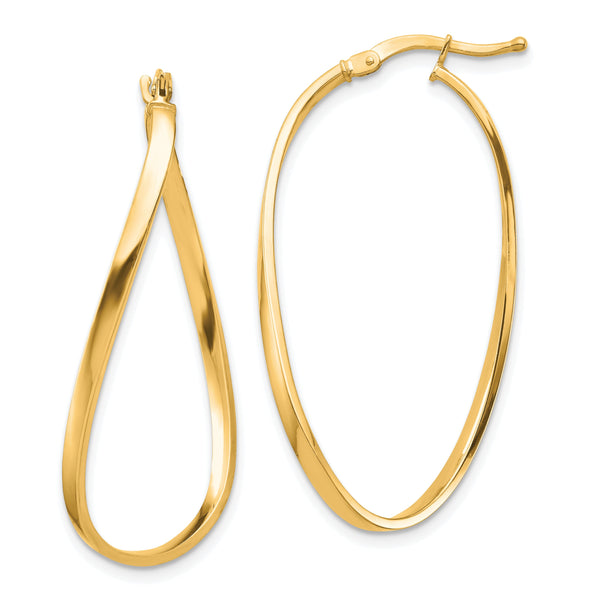 14k Polished 2mm Wavy Hoop Earrings