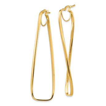 14k Polished 2mm Wavy Rectangle Hoop Earrings