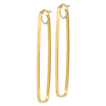 14k Polished 2mm Rectangle Hoop Earrings