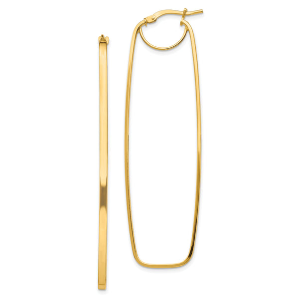 14k Polished 2mm Rectangle Hoop Earrings