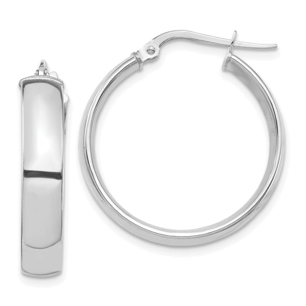 14k White Gold High Polished 5mm Hoop Earrings