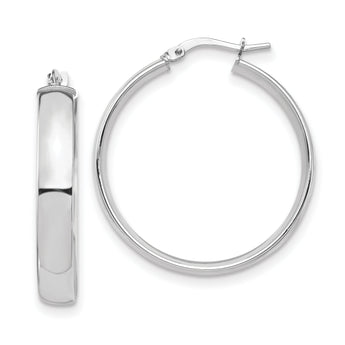 14k White Gold High Polished 5mm Hoop Earrings