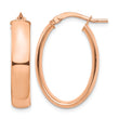 14k Rose Gold High Polished 5mm Oval Hoop Earrings - Birthstone Company
