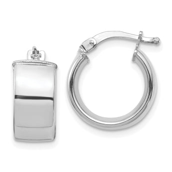 14k White Gold High Polished 7mm Hoop Earrings