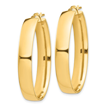 14k High Polished 7mm Oval Hoop Earrings