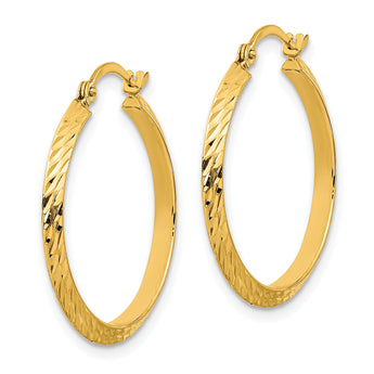 14K Polished Diamond-Cut Hoop Earrings