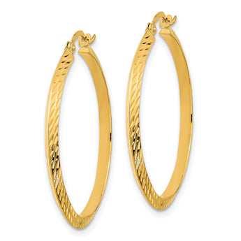 14K Polished Diamond-Cut Hoop Earrings