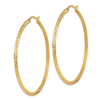 14K Polished Diamond-Cut Hoop Earrings