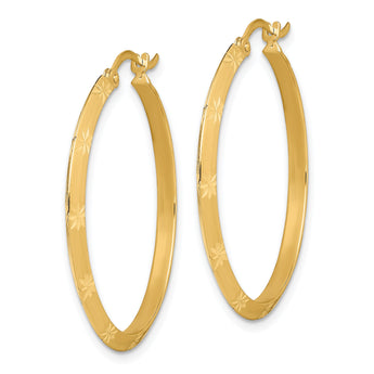 14K Polished Diamond-Cut Hoop Earrings