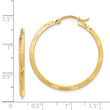 14K Polished Diamond-Cut Hoop Earrings