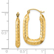 14k Polished Textured Rectangle Hoop Earrings