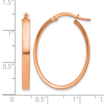 14K Rose Gold 3mm Oval Hoop Earrings - Birthstone Company