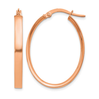 14K Rose Gold 3mm Oval Hoop Earrings - Birthstone Company