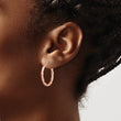 14K Rose Gold Twisted Satin Diamond-Cut Hoop Earrings - Birthstone Company