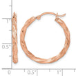 14K Rose Gold Twisted Satin Diamond-Cut Hoop Earrings - Birthstone Company