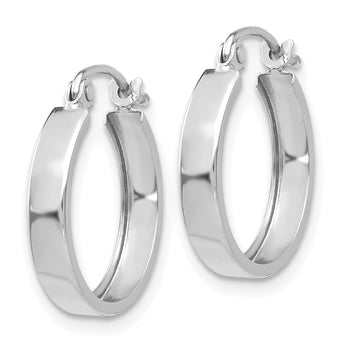 14k White Gold Polished 3mm Hoop Earrings