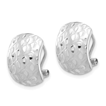 14K White Gold Textured Omega Back Earrings