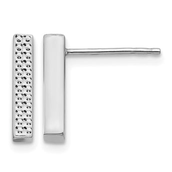 14K White Gold Textured Bar Post Earrings - Birthstone Company