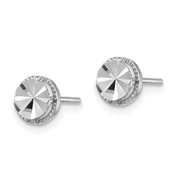 14K White Gold Diamond-Cut Round Post Earrings - Birthstone Company