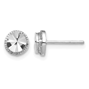 14K White Gold Diamond-Cut Round Post Earrings - Birthstone Company