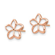 14K Rose Polished Plumeria Cutout Post Earrings
