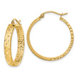 14k Satin and Polished Diamond-cut In/Out Hoop Earrings