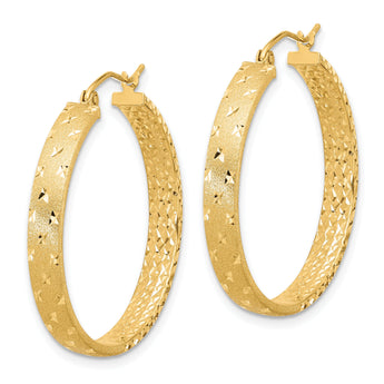 14k Polished Diamond-cut In/Out Hoop Earrings