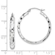 14k White Gold Diamond-cut Hoop Earrings