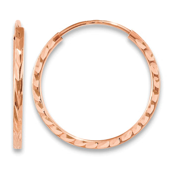 14k Rose Gold Diamond-cut Square Tube Endless Hoop Earrings - Birthstone Company