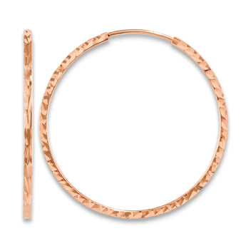 14k Rose Gold Diamond-cut Square Tube Endless Hoop Earrings - Birthstone Company