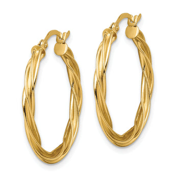 14K Polished Twisted 2.5mm Hoop Earrings