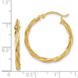 14K Polished Twisted 2.5mm Hoop Earrings